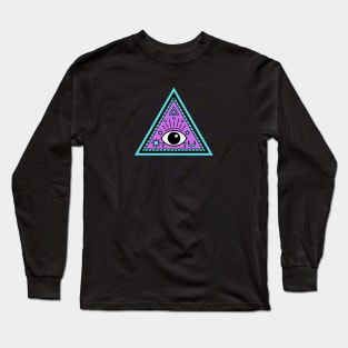 All Seeing eye - light blue with purple Long Sleeve T-Shirt